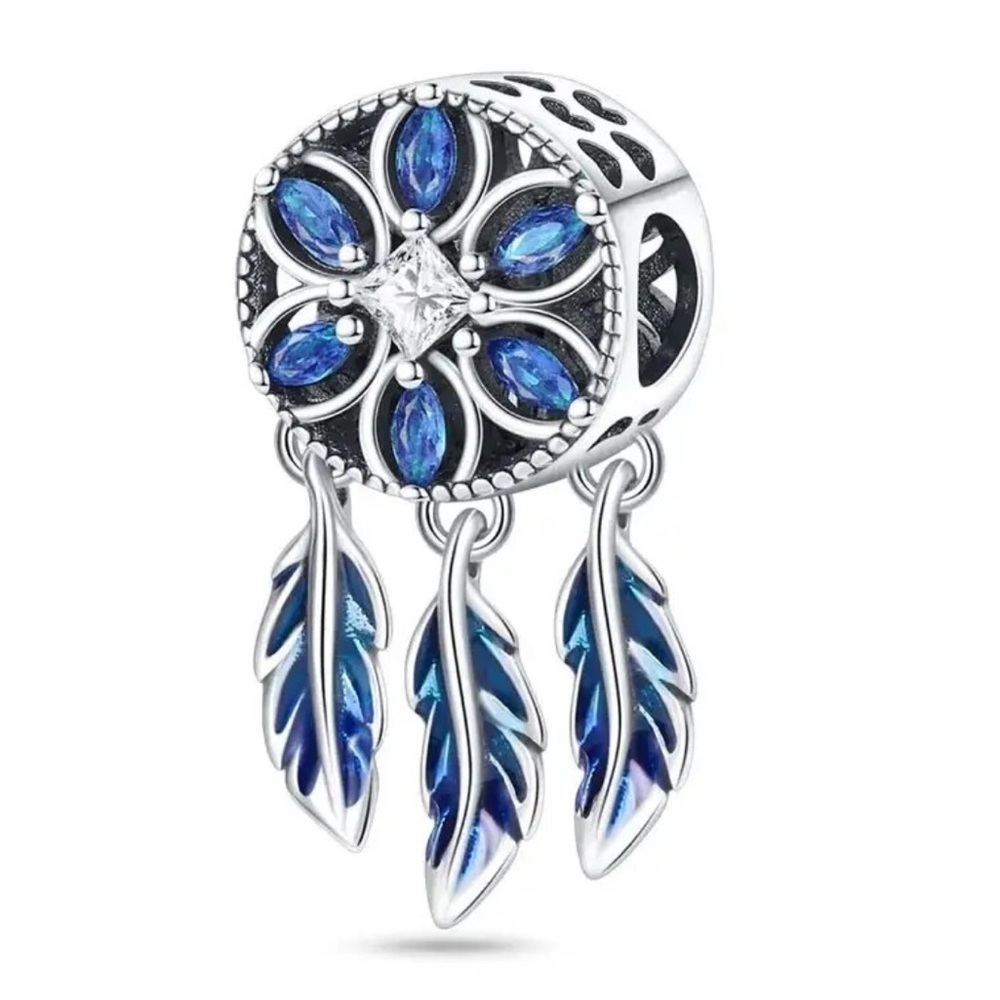 NWOT Sterling silver blue mandala dreamcatcher, compatible with Pandora moments